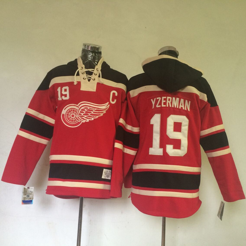 Red Wings 19 Yzerman Red Hooded Jerseys - Click Image to Close