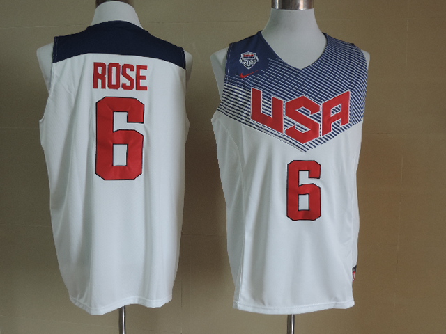 USA Basketball 2014 Dream Team 6 Rose White Jerseys