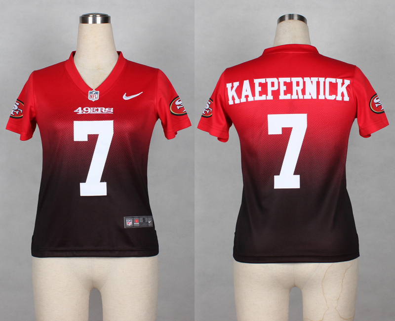 Nike 49ers 7 Kaepernick Red And Black Drift II Women Jerseys