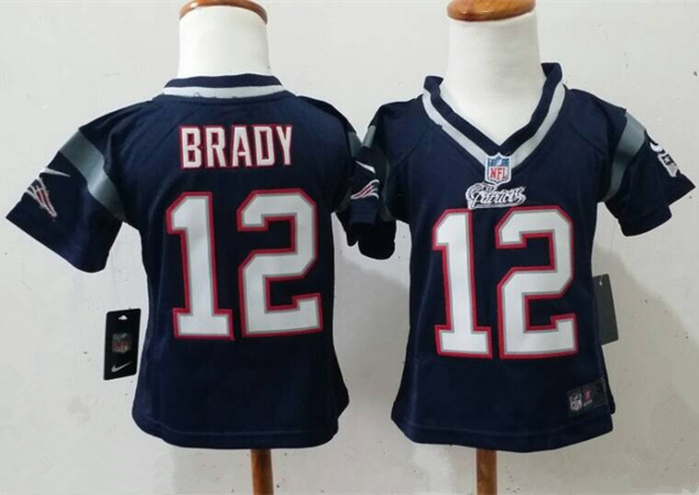 Nike Patriots 12 Brady Blue Toddler Game Jerseys