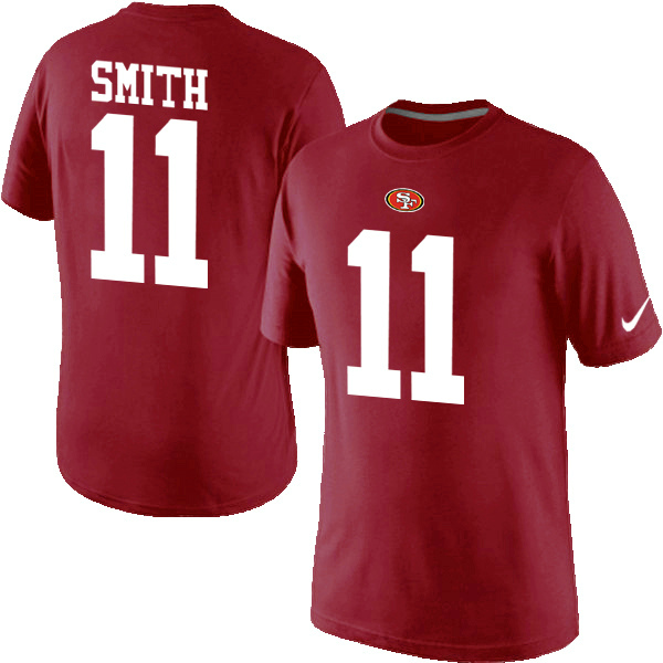 Nike 49ers 11 Smith Red Fashion T Shirts