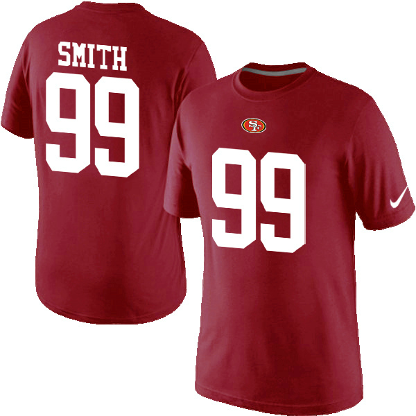 Nike 49ers 99 Smith Red Fashion T Shirts