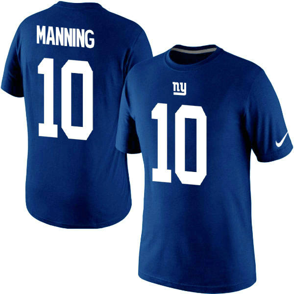 Nike Giants 10 Manning Blue Fashion T Shirts2