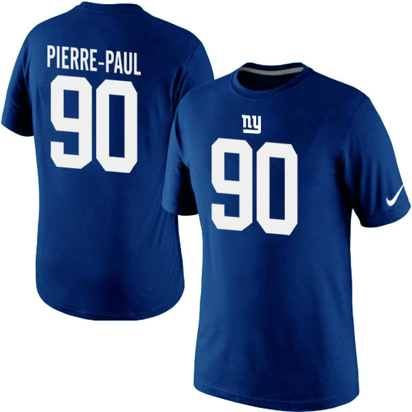 Nike Giants 90 Pierre Paul Blue Fashion T Shirts2