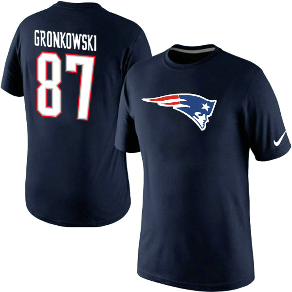 Nike Patriots 87 Gronkowski Navy Blue Fashion T Shirt - Click Image to Close