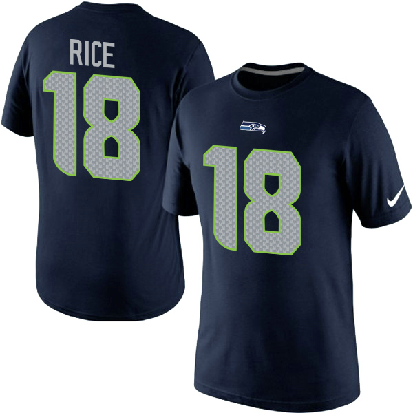Nike Seahawks 18 Rice Blue Fashion T Shirt2 Nike Seahawks 18 Rice Blue Fashion T Shirt2