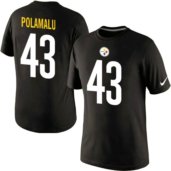 Nike Steelers 43 Polamalu Black Fashion T Shirt2