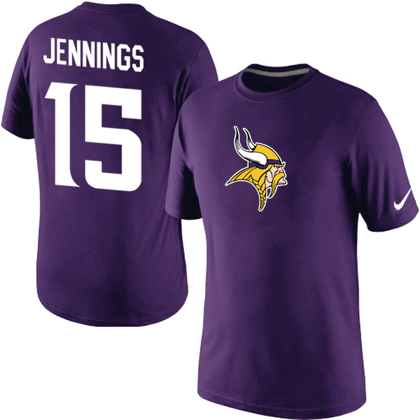 Nike Vikings 15 Jennings Purple Fashion T Shirt