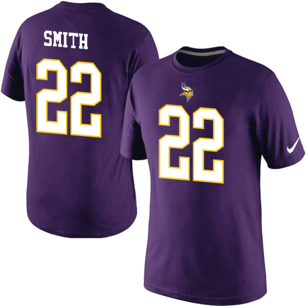Nike Vikings 22 Smith Purple Fashion T Shirt2