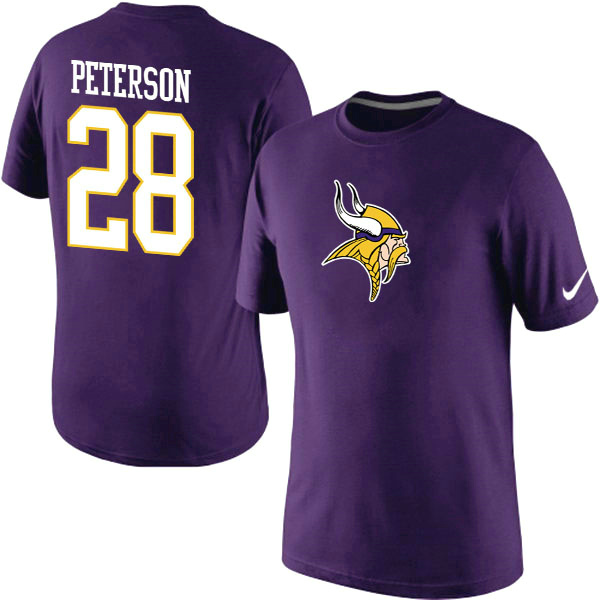 Nike Vikings 28 Peterson Purple Fashion T Shirt