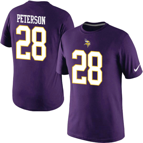 Nike Vikings 28 Peterson Purple Fashion T Shirt2