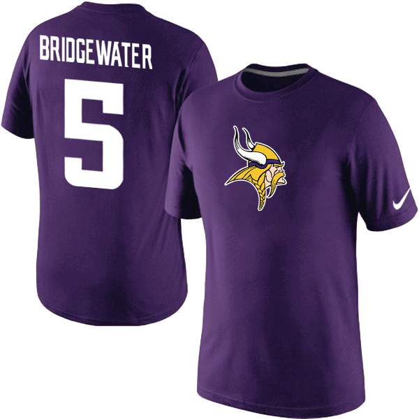 Nike Vikings 5 Bridgewater Purple Fashion T Shirt