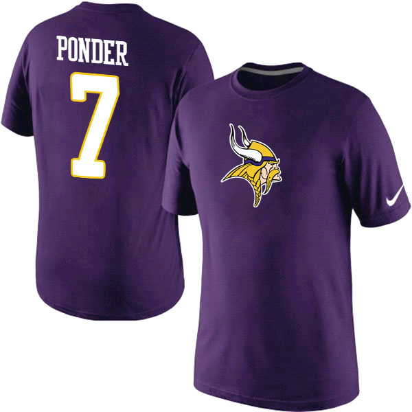 Nike Vikings 7 Ponder Purple Fashion T Shirt