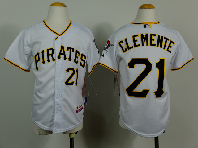 Pirates 21 Clemente White Youth Jersey