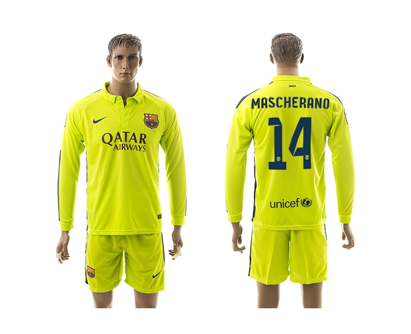 2014-15 Barcelona 14 Mascherano Third Away Long Sleeve Jerseys