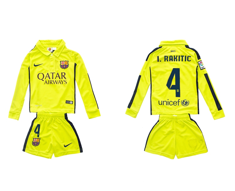 2014-15 Barcelona 4 I.Rakitic Third Away Long Sleeve Youth Jerseys