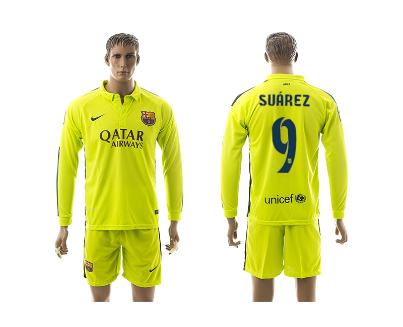 2014-15 Barcelona 9 Suarez Third Away Long Sleeve Jerseys