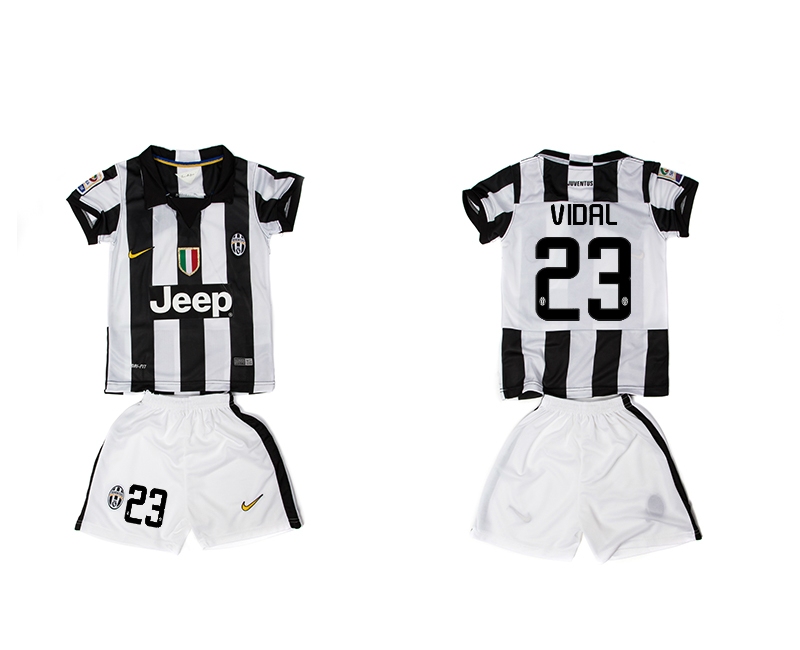 2014-15 Juventus 23 Vidal Home Youth Soccer Jersey