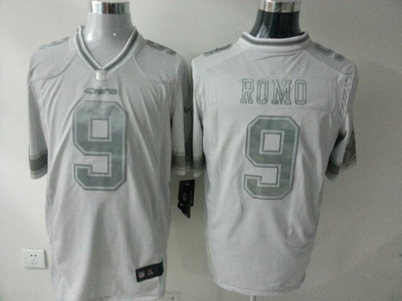 Nike Cowboys 9 Romo White Platinum Jerseys