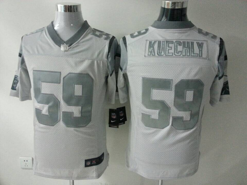 Nike Panthers 59 Kuechly White Platinum Jerseys