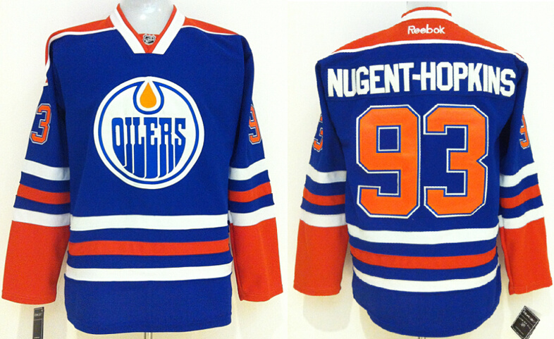 Oilers 93 Nugent Hopkins Blue New Reebok Jerseys - Click Image to Close