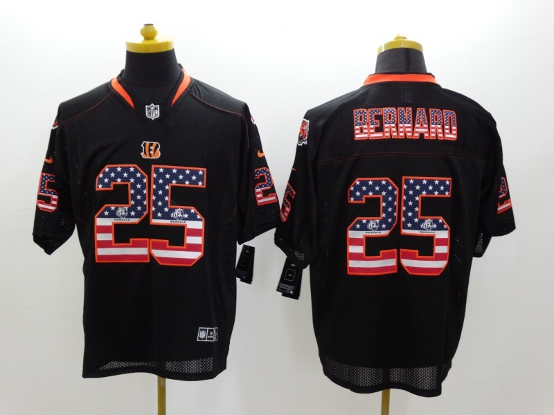 Nike Bengals 25 Bernard USA Flag Fashion Black Elite Jerseys