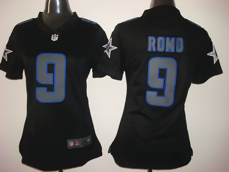 Nike Cowboys 9 Romo Black Impact Women Limited Jerseys