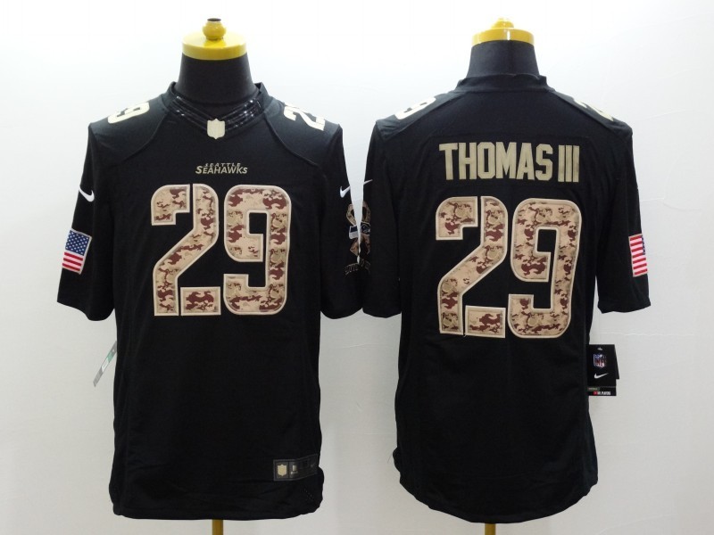 Nike Seahawks 29 Thomas III Black Salute To Service Limited Jerseys