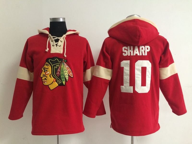 Blackhawks 10 Patrick Sharp Red All Stitched Hooded Sweatshirt