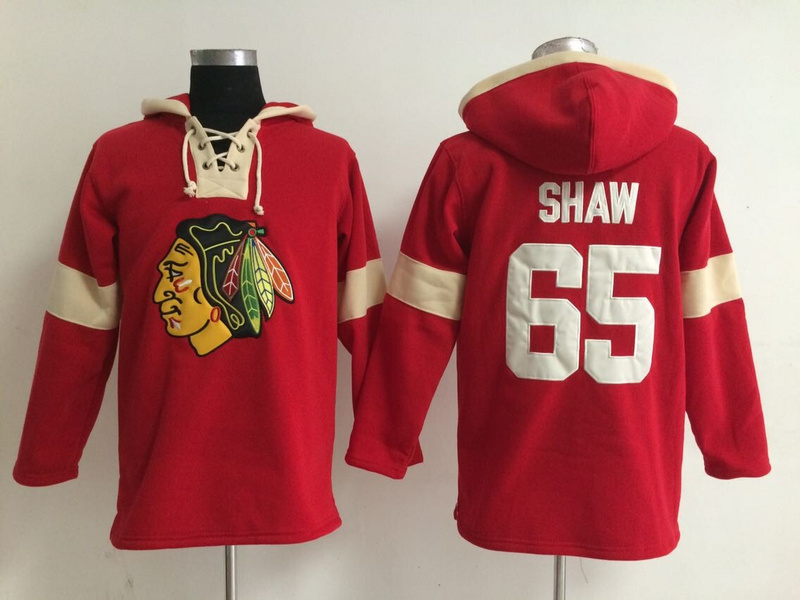 Blackhawks 65 Andrew Shaw Red All Stitched Hooded Sweatshirt