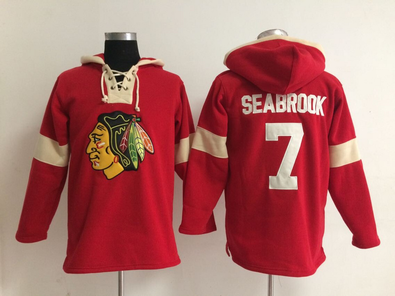 Blackhawks 7 Brent Seabrook Red All Stitched Hooded Sweatshirt