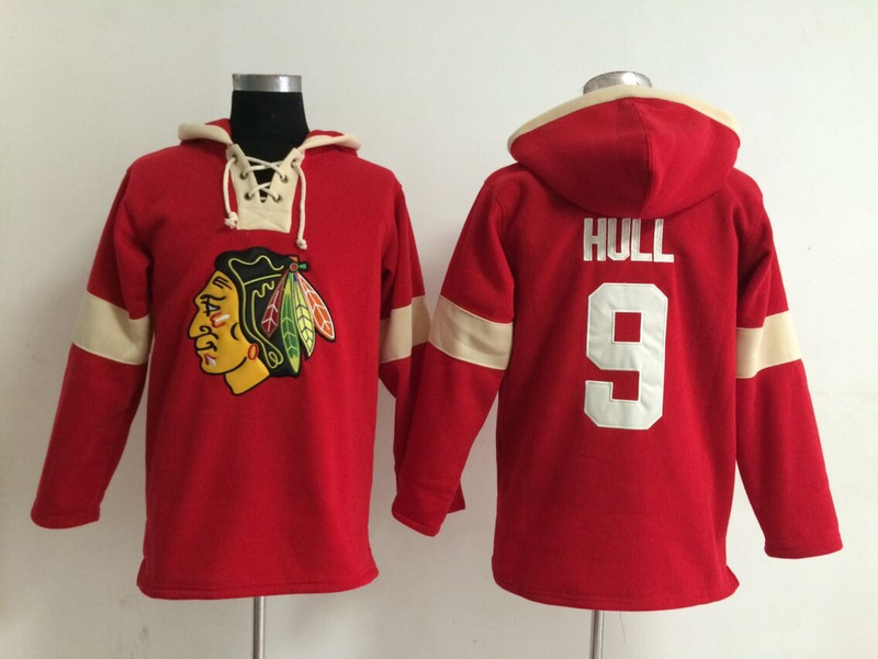 Blackhawks 9 Bobby Hull Red All Stitched Hooded Sweatshirt Blackhawks 9 Bobby Hull Red All Stitched Hooded Sweatshirt