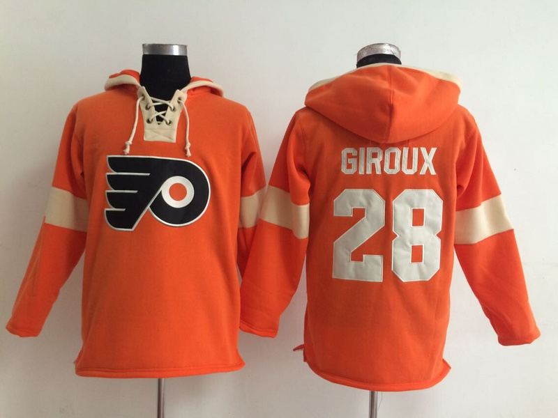 Flyers 28 Claude Giroux Orange All Stitched Hooded Sweatshirt