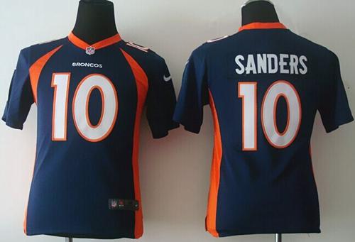 Nike Broncos 10 Sanders Blue Youth Jerseys - Click Image to Close