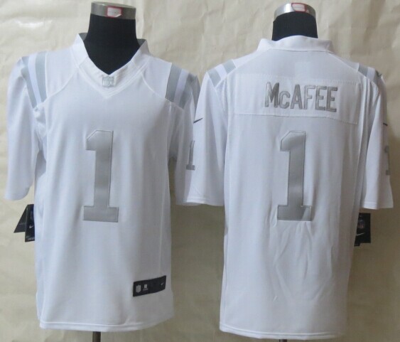 Nike Colts 1 McAfee White Platinum Limited Jerseys