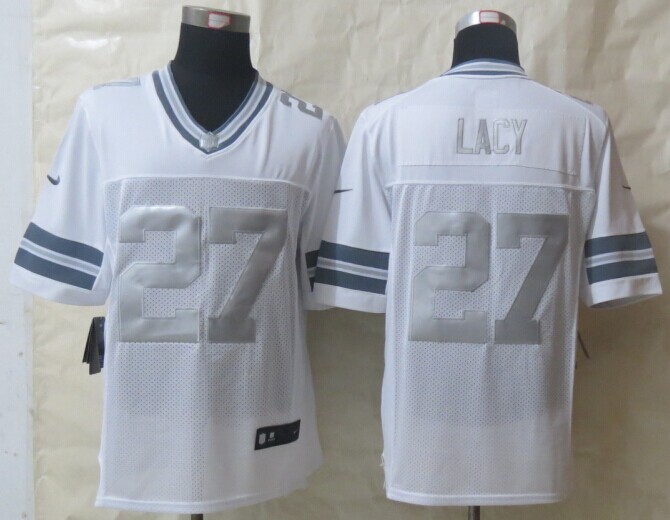 Nike Packers 27 Lacy White Platinum Limited Jerseys