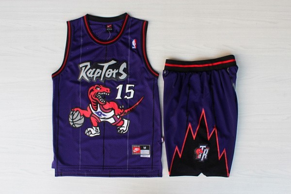 Raptors 15 Carter Purple Hardwood Classics Jerseys(With Shorts)