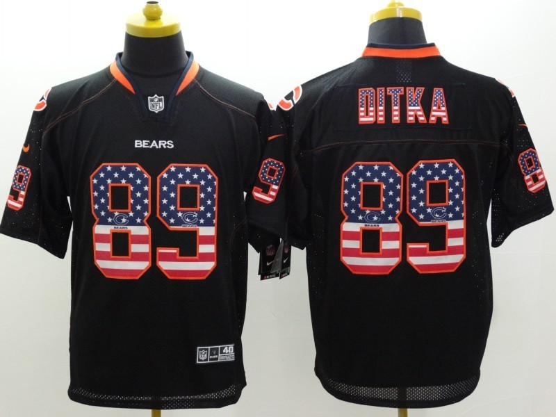 Nike Bears 89 Ditka USA Flag Fashion Black Elite Jerseys