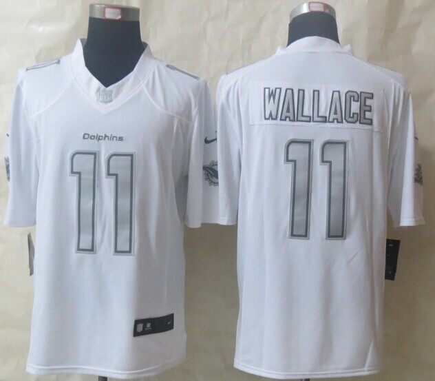 Nike Dolphins 11 Wallace White Platinum Limited Jerseys