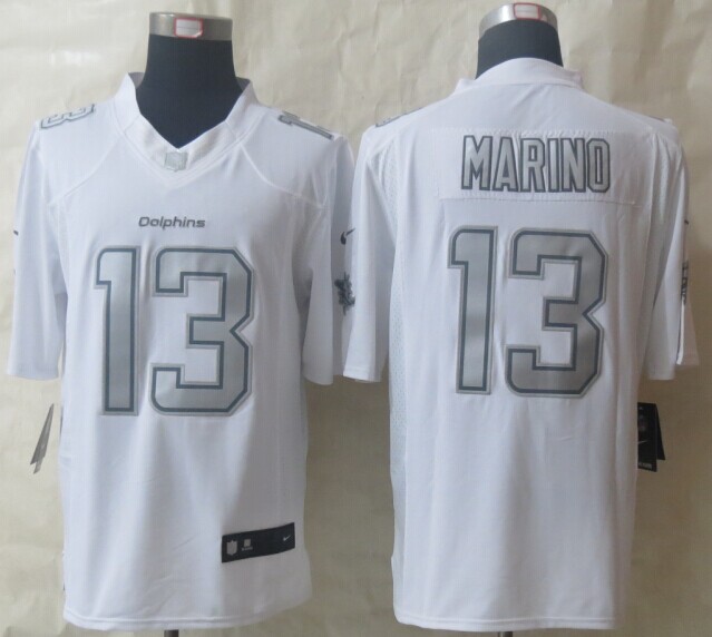 Nike Dolphins 13 Marino White Platinum Limited Jerseys