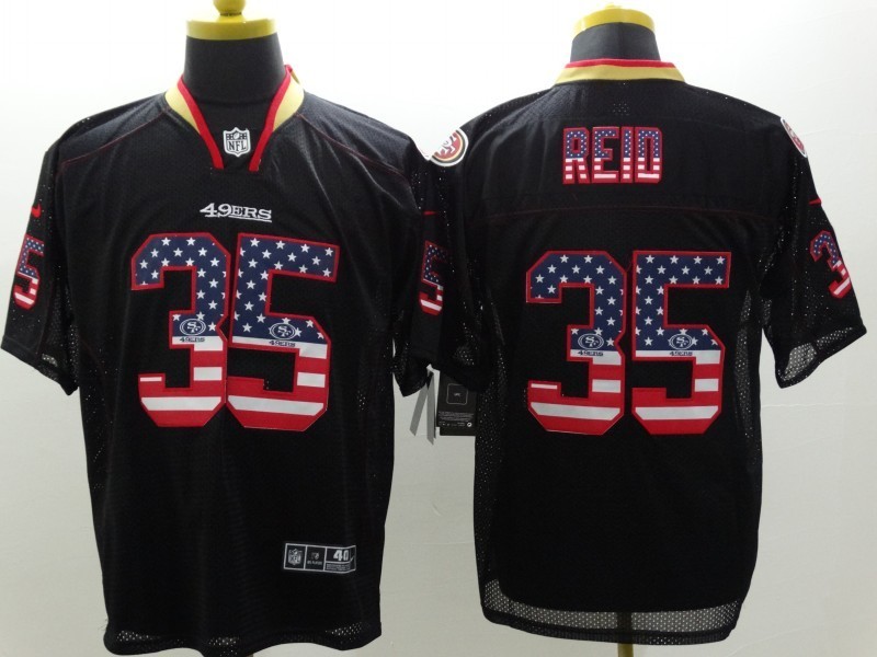 Nike 49ers 35 Reid US Flag Fashion Black Elite Jerseys