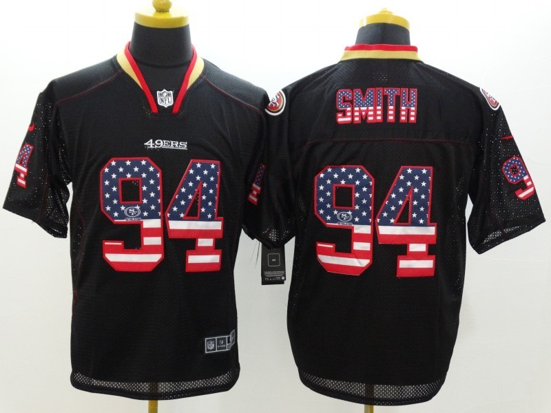 Nike 49ers 94 Smith US Flag Fashion Black Elite Jerseys