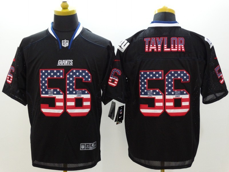 Nike Giants 56 Taylor US Flag Fashion Black Elite Jerseys