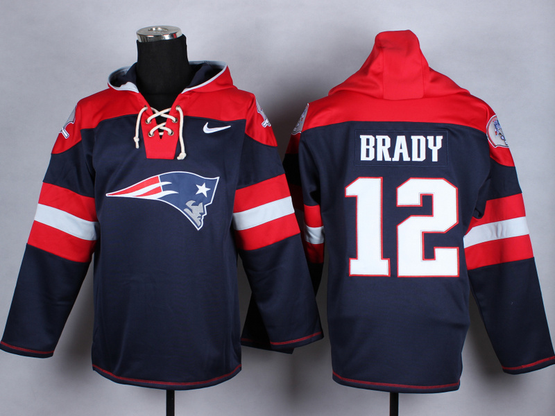 Nike Patriots 12 Brady Navy Blue Hooded Jerseys Nike Patriots 12 Brady Navy Blue Hooded Jerseys