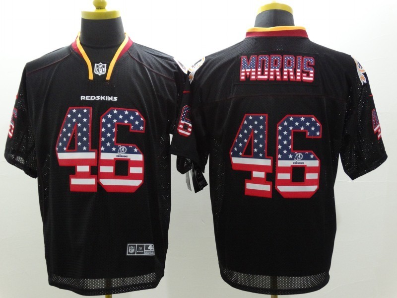 Nike Redskins 46 Morris US Flag Fashion Black Elite Jerseys