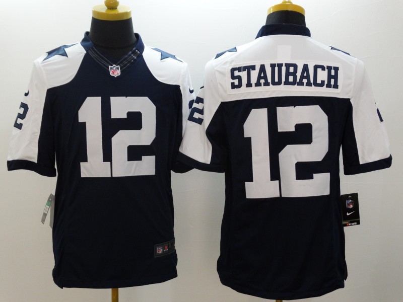 Nike Cowboys 12 Staubach Blue Thanksgiving Limited Jerseys