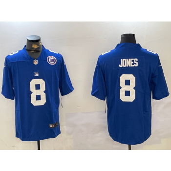 Nike Giants 8 Daniel Jones Blue Team Logo Vapor Limited Jersey Nike Giants 8 Daniel Jones Blue Team Logo Vapor Limited Jersey