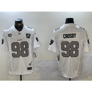 Nike Raiders 98 Maxx Crosby White 65th Anniversary C Patch F.U.S.E. Vapor Limited Jersey Nike Raiders 98 Maxx Crosby White 65th Anniversary C Patch F.U.S.E. Vapor Limited Jersey