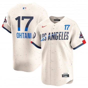 MLB Dodgers 17 Shohei Ohtani Cream 2024 World Series Champions Nike Cool Base Jersey