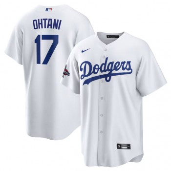 MLB Dodgers 17 Shohei Ohtani White 2024 World Series Champions Cool Base Jersey